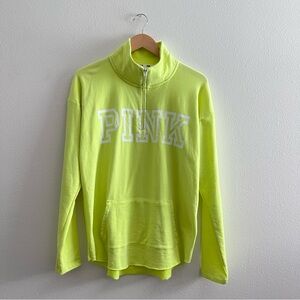 Victorias Secret PINK Neon Yellow Green Quarter Zip